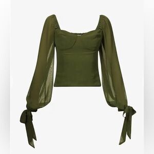 Reformation Green Sawtelle Sweetheart Neckline Blouse